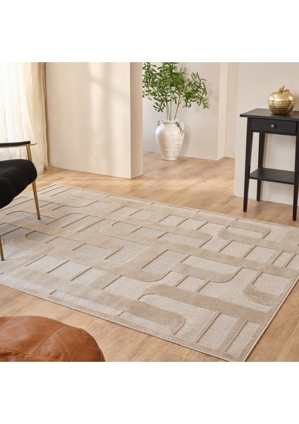 Iskandinav Tora Beige 80X150 cm Salon Mutfak Halısı Yolluk