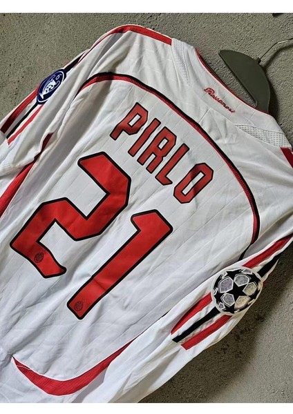 2006/07 Efsane A.c M.i.la.n #21 Andrea Pirlo Nostalji Yetişkin Forması Uzun Kollu (Beyaz)