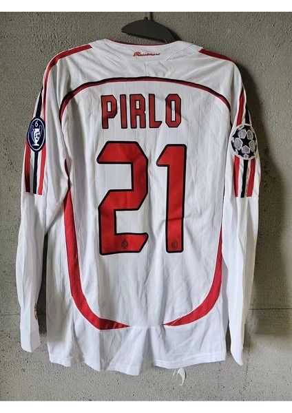 2006/07 Efsane A.c M.i.la.n #21 Andrea Pirlo Nostalji Yetişkin Forması Uzun Kollu (Beyaz)