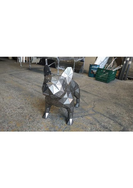 Metal French Bulldog Heykeli