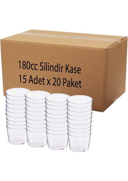 Plastik Kristal Silindir Tatlı Kasesi 180cc 300lü (Koli)