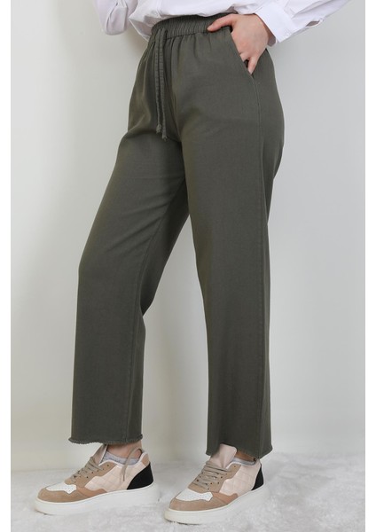 Paçası Püsküllü Pantolon Haki