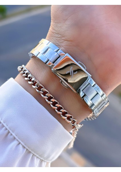 Çelik Kordon 30 mt Suya Dayanıklı 2 Yıl Garantili Kadın Kol Saati+Bileklik BYN.10816.1 modelleri