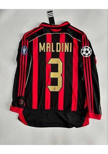 Efsane A.c M.i.la.n 2006/07 #3 Paolo Maldini Nostalji Yetişkin Forması Uzun Kollu (Kırmızı)
