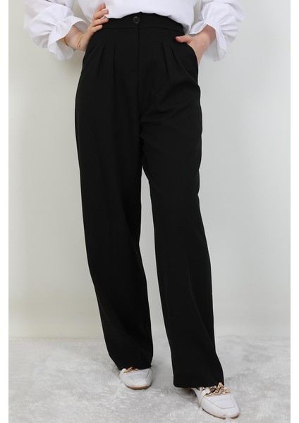 Beli Lastikli Düğmeli Pantolon Siyah fırsatları