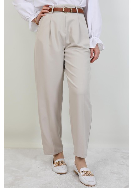 Kemerli Kalem Pantolon Bej fırsatları
