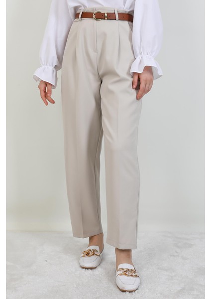 Kemerli Kalem Pantolon Bej indirimleri