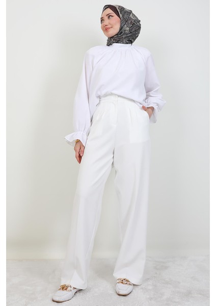Beli Lastikli Düğmeli Pantolon Beyaz fiyatları