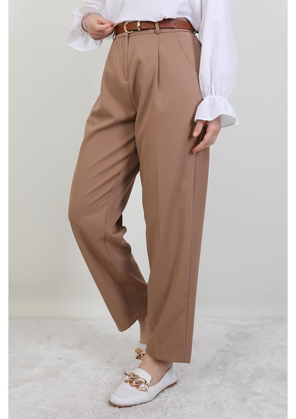 Kemerli Kalem Pantolon Sütlükahve