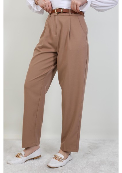 Kemerli Kalem Pantolon Sütlükahve fırsatları