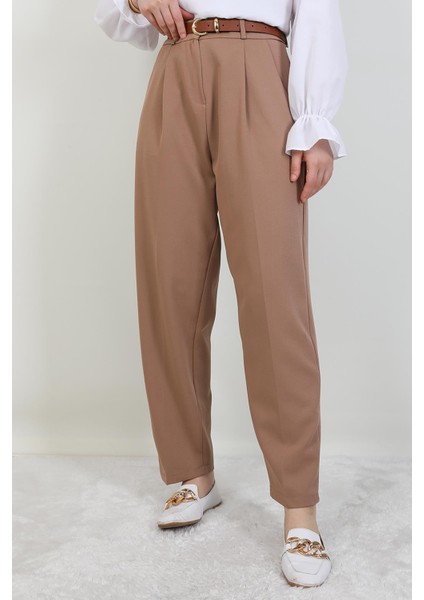 Kemerli Kalem Pantolon Sütlükahve indirimleri