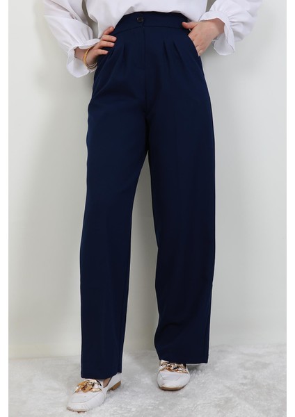Beli Lastikli Düğmeli Pantolon Lacivert fırsatları