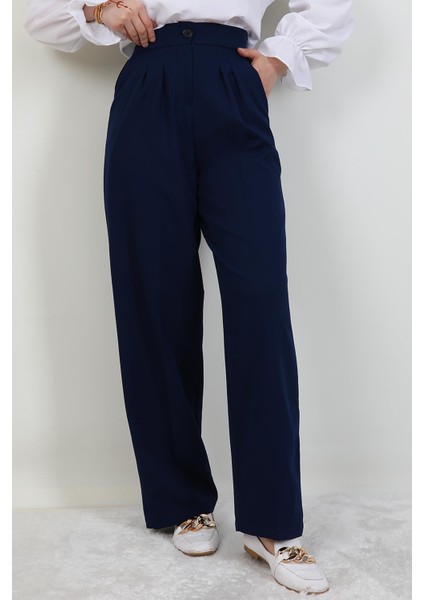 Beli Lastikli Düğmeli Pantolon Lacivert indirimleri