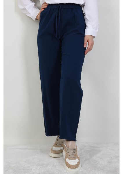 Paçası Püsküllü Pantolon Lacivert