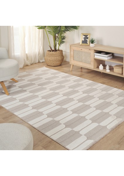 Iskandinav Otto Beige 80X150 cm Salon Mutfak Halısı Yolluk