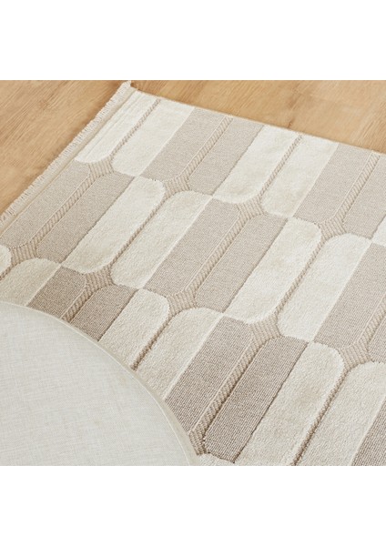 Iskandinav Otto Beige 80X150 cm Salon Mutfak Halısı Yolluk