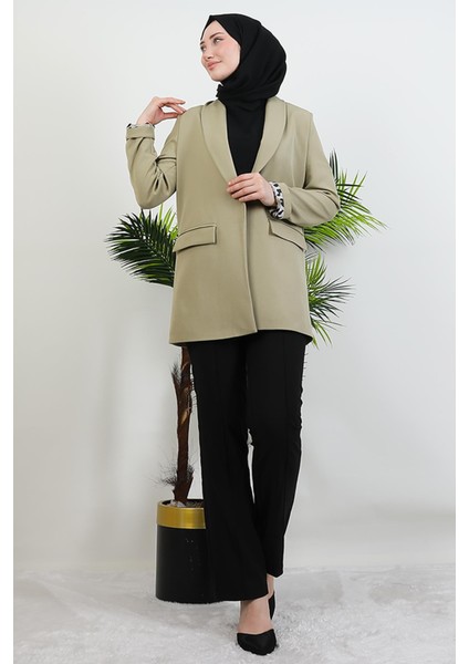 Leopar Astarlı Ceket Açık Mint