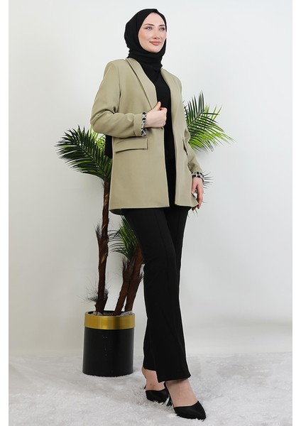 Leopar Astarlı Ceket Açık Mint modelleri