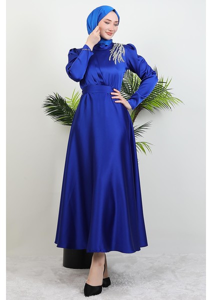 Omzu Taşlı Saten Abiye Saks fırsatları