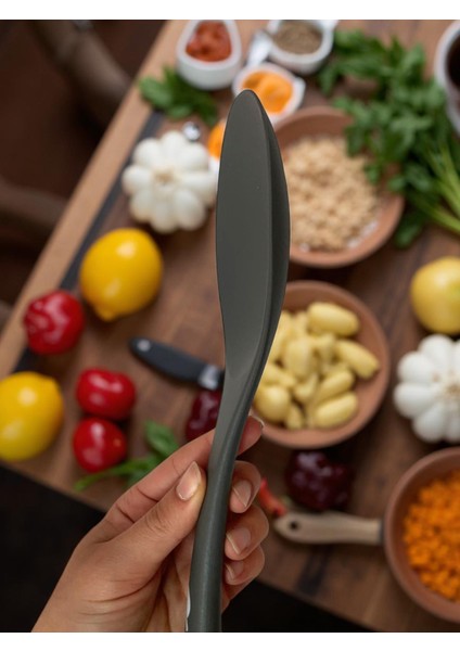 Isıya Dayanıklı Sert Uçlu Büyük Silikon Kaşık 30 cm 1 Adet