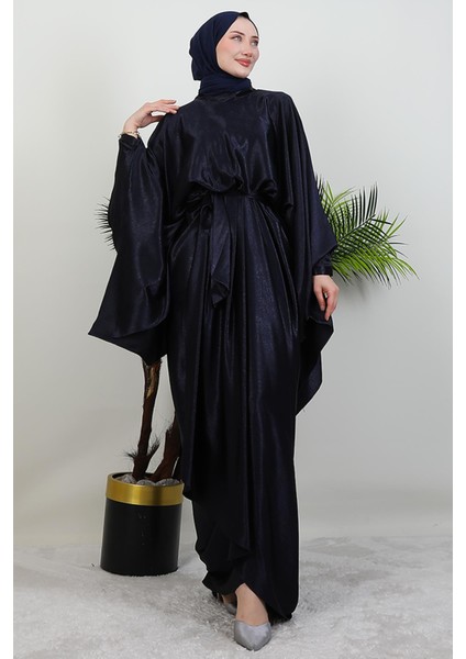 Yarasa Model Saten Abiye Lacivert