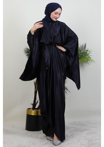 Yarasa Model Saten Abiye Lacivert