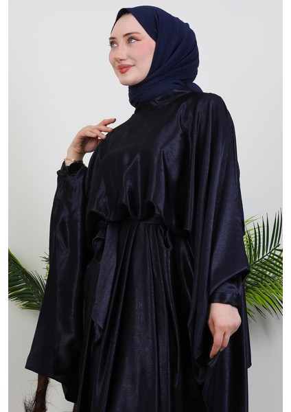 Yarasa Model Saten Abiye Lacivert