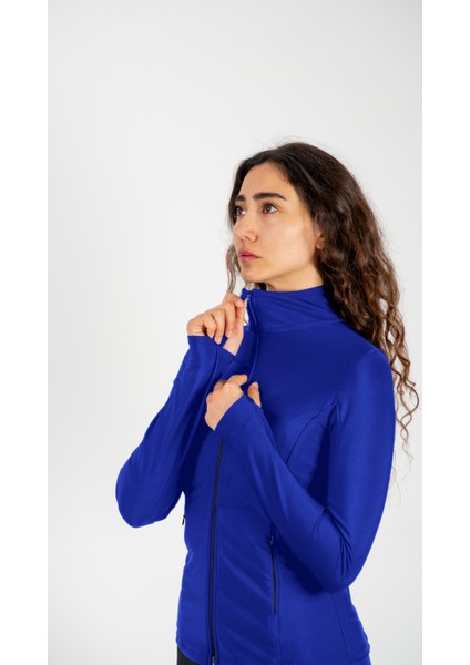 Fermuarlı Çift Cepli Parmak Geçmeli Slim Fit Spor Ceketi Kırmızı