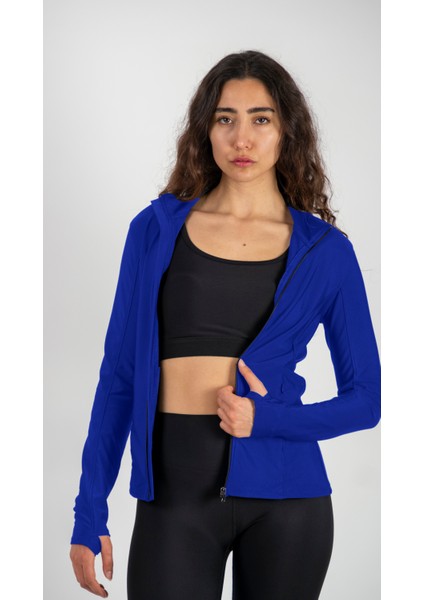 Fermuarlı Çift Cepli Parmak Geçmeli Slim Fit Spor Ceketi Kırmızı