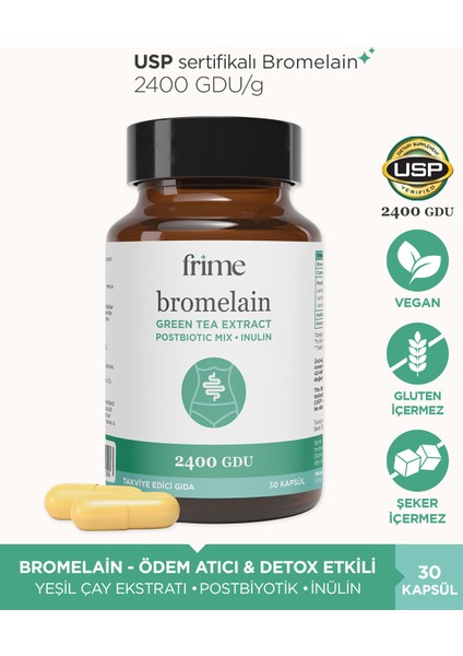 Detoks & Dengeleyici Complex 30 Kapsül – Bromelain, Yeşil Çay, Inülin, Postbiyotik