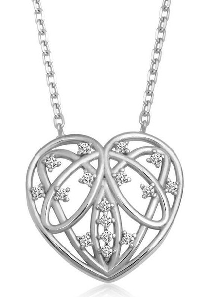 Gümüş Bombeli Kalp Kadın Kolye