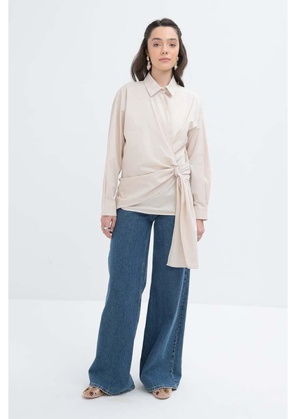 Taş-Yandan Bağlama Detaylı Likralı Gömlek fiyatları