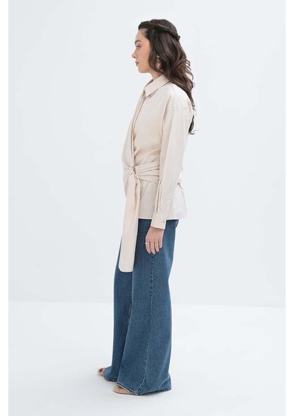 Taş-Yandan Bağlama Detaylı Likralı Gömlek modelleri