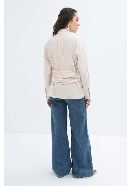 Taş-Yandan Bağlama Detaylı Likralı Gömlek fırsatları