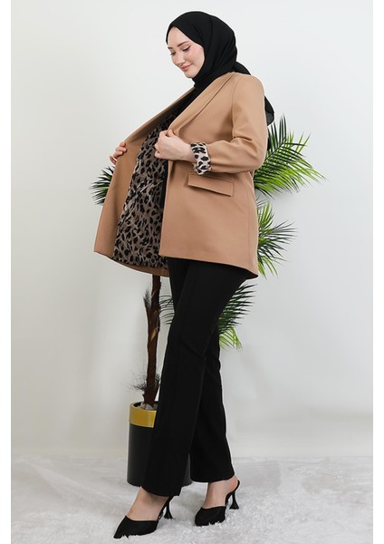 Leopar Astarlı Ceket Açık Kahve fiyatları