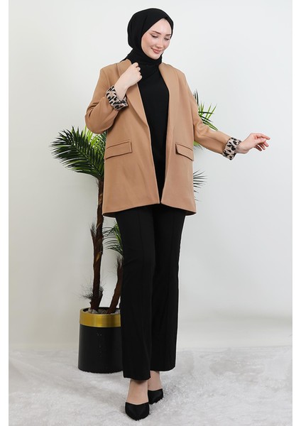 Leopar Astarlı Ceket Açık Kahve fırsatları