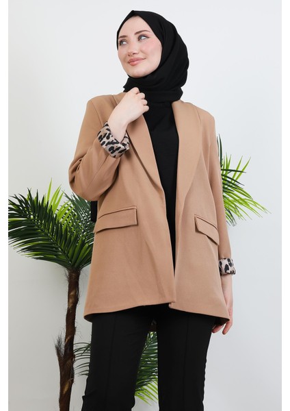 Leopar Astarlı Ceket Açık Kahve indirimleri