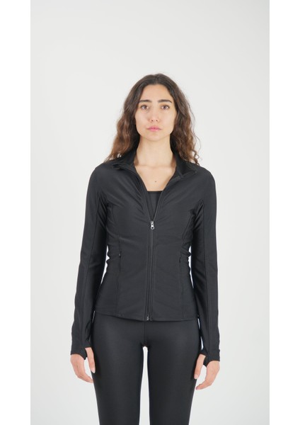 Fermuarlı Çift Cepli Parmak Geçmeli Slim Fit Spor Ceketi Kırmızı