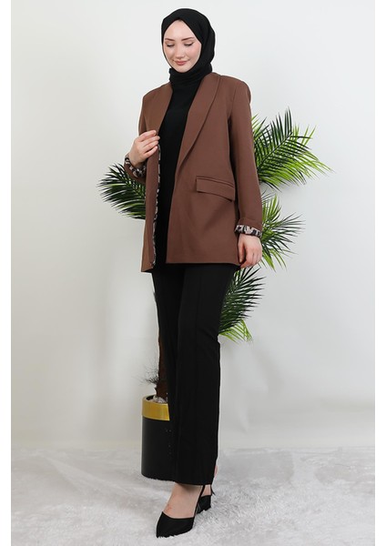 Leopar Astarlı Ceket Kahverengi fiyatları