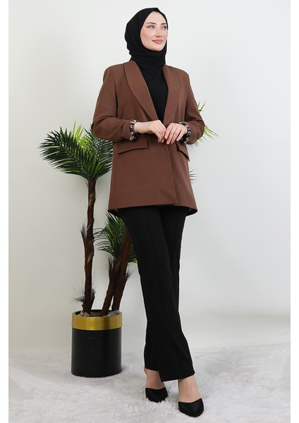 Leopar Astarlı Ceket Kahverengi modelleri