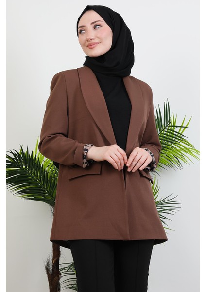 Leopar Astarlı Ceket Kahverengi indirimleri