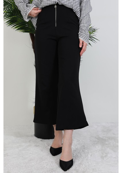 Önden Fermuarlı Pantolon Siyah modelleri