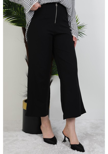 Önden Fermuarlı Pantolon Siyah fırsatları