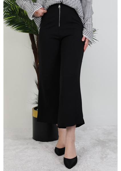Önden Fermuarlı Pantolon Siyah indirimleri
