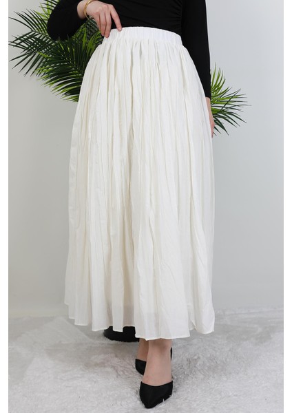 Kraş Vual Etek Kırık Beyaz