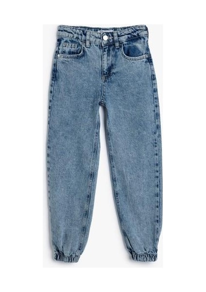 Kot Pantolon Beli ve Paçası Lastikli Pamuklu - Jegging Jean