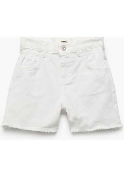 Pamuklu Düğme ve Cep Detaylı Basic Denim Şort