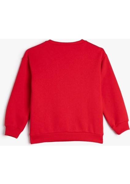 Sweatshirt Bisiklet Yaka Kedi Baskılı