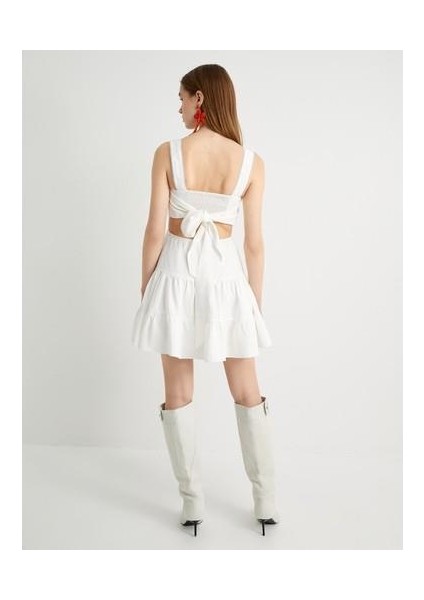 Arkası Fiyonk Detaylı Mini Elbise Pencere Detaylı Kalın Askılı Katlı indirimleri