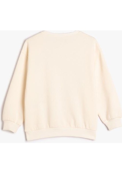 Kelebekli Sweatshirt Uzun Kollu Bisiklet Yaka Baskılı fiyatları